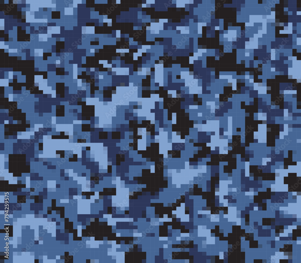 Texture camouflage digital blue background vector seamless pattern
Texture camouflage digital blue background vector seamless pattern