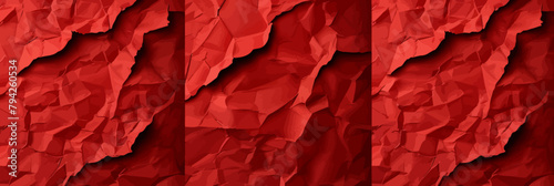a red wall with a very large amount of paper on it photo