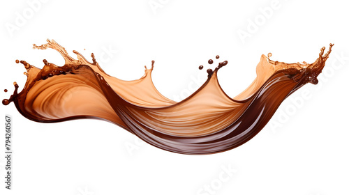 Delicious coffee splash. Splash coffee wave. The design element is isolated on the transparent background.