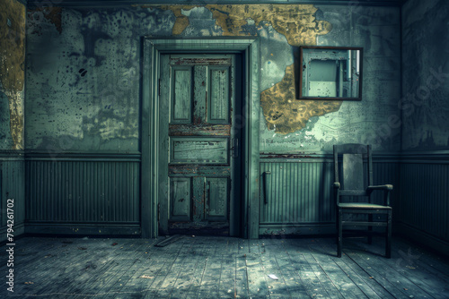 A room with a door and a chair © Napat