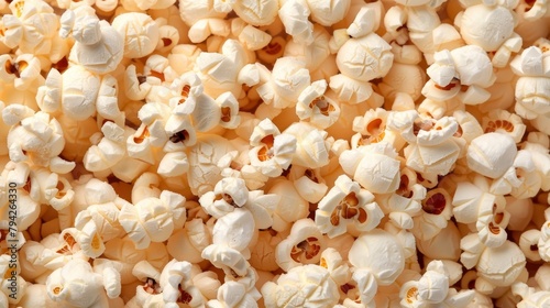  A pile of white popcorn atop two piles of mixed brown and white popcorn