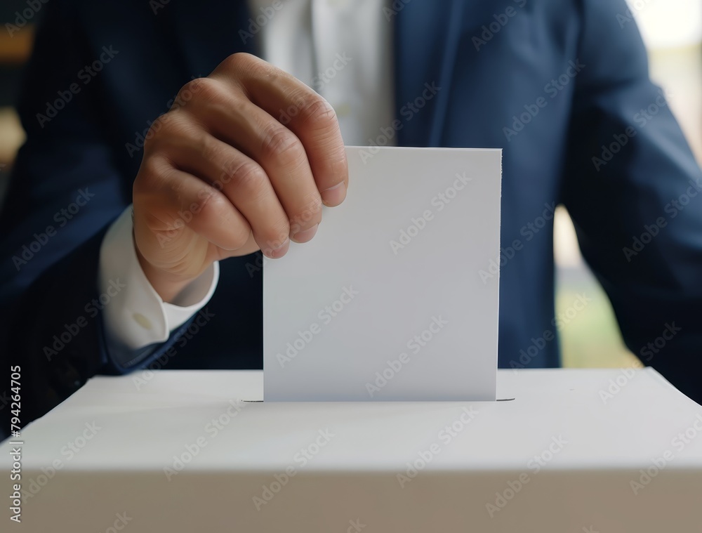 A person tightly grips a sheet of paper before a container, its card peeking out A person tightly grips a sheet of paper before a container, its card peeking out