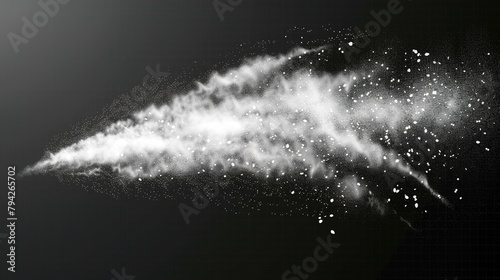 Ethereal white smoke swirls on a black background for design use - abstract texture with dynamic movement and fluidity
