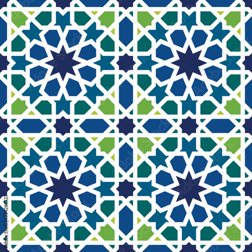 Seamless arabic geometric ornament based on traditional arabic art. Muslim mosaic. Turkish, Arabian tile. Girih style.