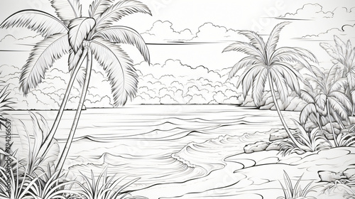 Wallpaper Mural Coloring book sandy beach Torontodigital.ca