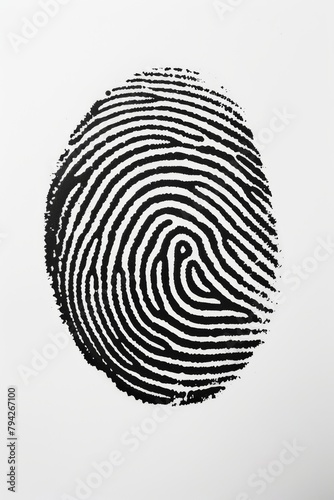 A detailed fingerprint captured on a pristine white background, showcasing individuality and identity