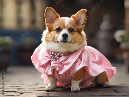 corgi dog in dress AI generated