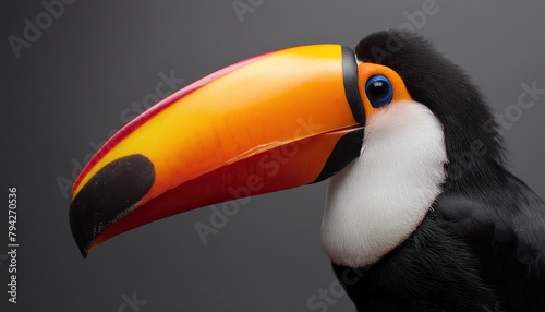  toucan close up head on black background