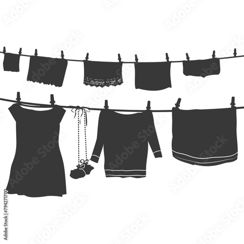 Silhouette clothesline for hanging clothes black color only
