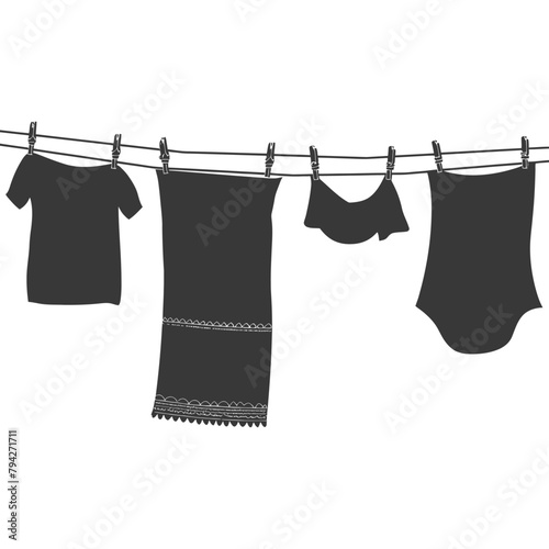Silhouette clothesline for hanging clothes black color only