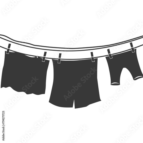 Silhouette clothesline for hanging clothes black color only