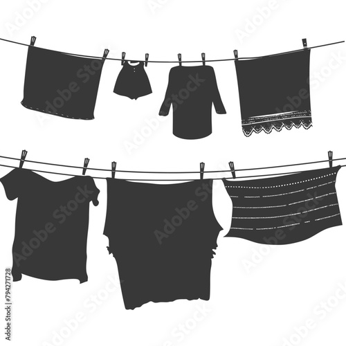 Silhouette clothesline for hanging clothes black color only
