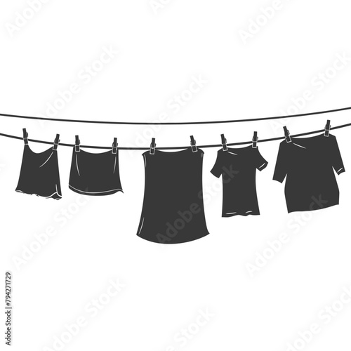 Silhouette clothesline for hanging clothes black color only