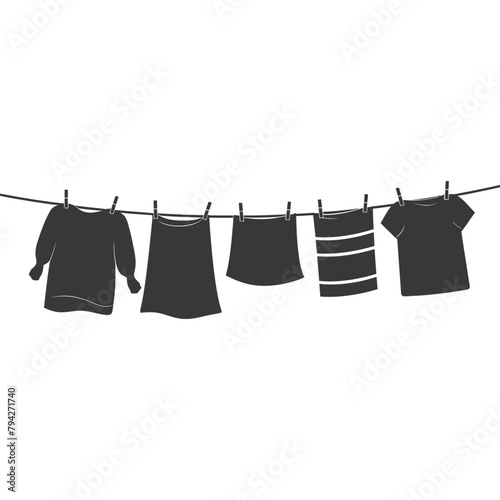 Silhouette clothesline for hanging clothes black color only © NikahGeh