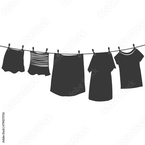 Silhouette clothesline for hanging clothes black color only