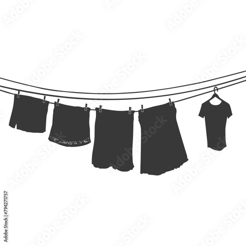 Silhouette clothesline for hanging clothes black color only