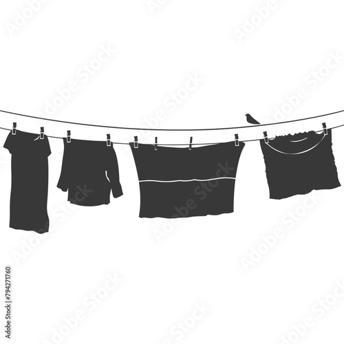 Silhouette clothesline for hanging clothes black color only
