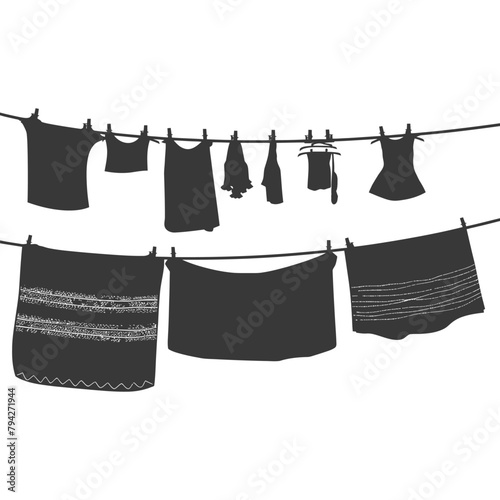 Silhouette clothesline for hanging clothes black color only