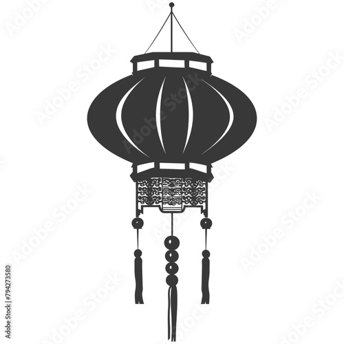 silhouette chinese traditional asian lantern black color only