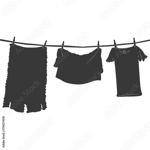 Silhouette clothesline for hanging clothes black color only