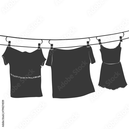 Silhouette clothesline for hanging clothes black color only