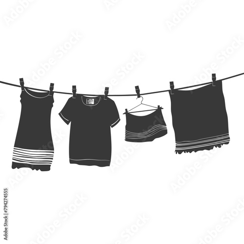 Silhouette clothesline for hanging clothes black color only
