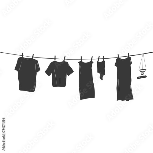 Silhouette clothesline for hanging clothes black color only