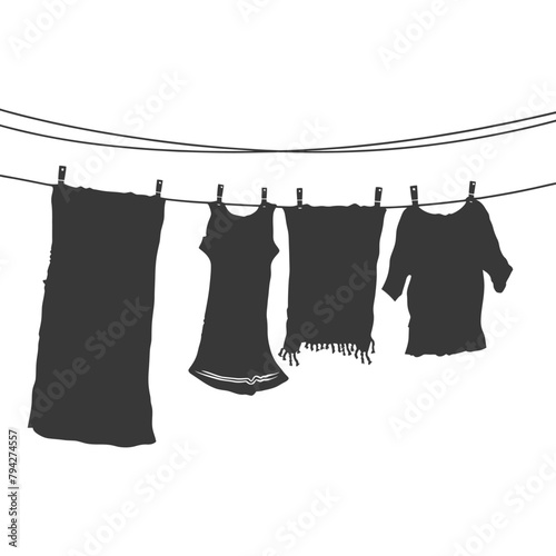 Silhouette clothesline for hanging clothes black color only