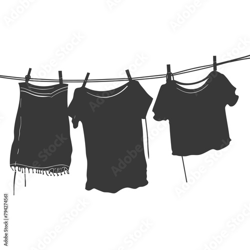 Silhouette clothesline for hanging clothes black color only