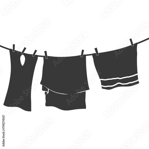 Silhouette clothesline for hanging clothes black color only