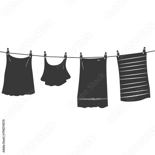 Silhouette clothesline for hanging clothes black color only