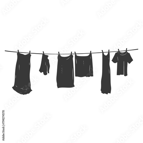 Silhouette clothesline for hanging clothes black color only