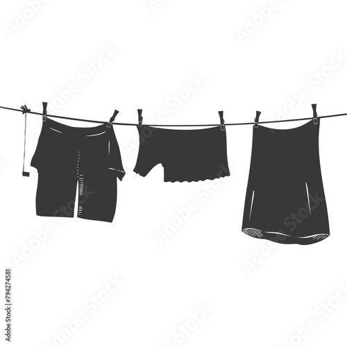 Silhouette clothesline for hanging clothes black color only