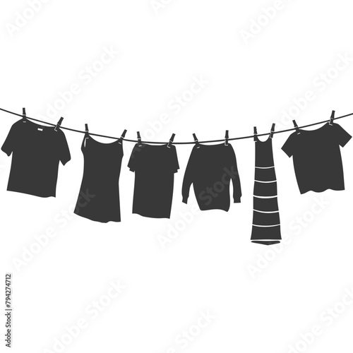 Silhouette clothesline for hanging clothes black color only