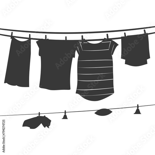 Silhouette clothesline for hanging clothes black color only