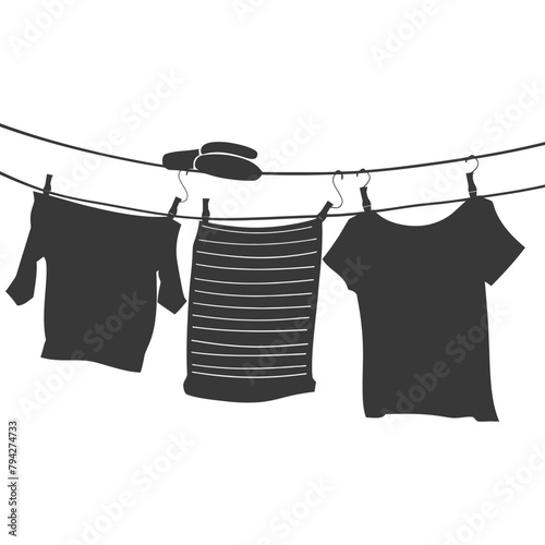 Silhouette clothesline for hanging clothes black color only