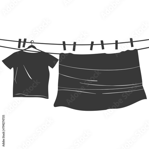 Silhouette clothesline for hanging clothes black color only