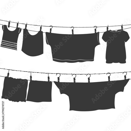 Silhouette clothesline for hanging clothes black color only