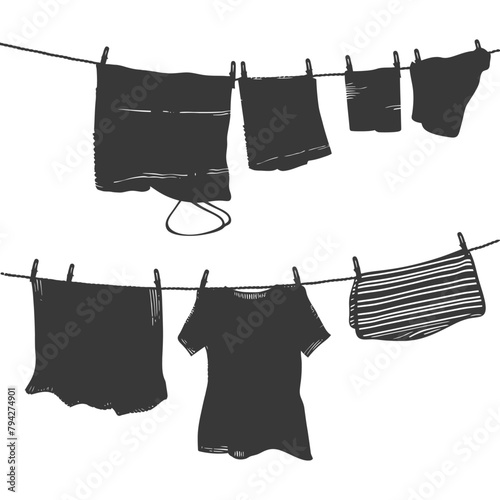 Silhouette clothesline for hanging clothes black color only