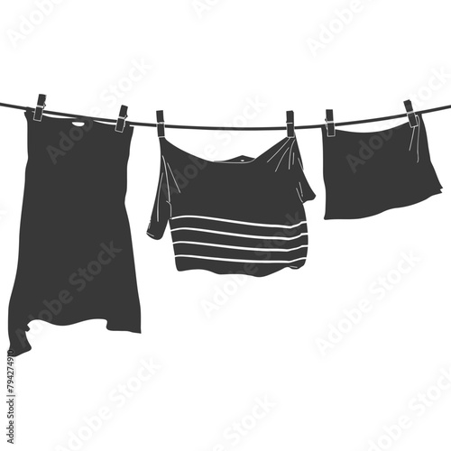 Silhouette clothesline for hanging clothes black color only