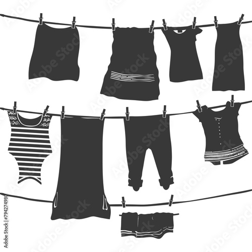 Silhouette clothesline for hanging clothes black color only