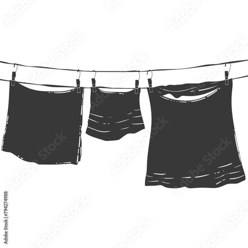 Silhouette clothesline for hanging clothes black color only