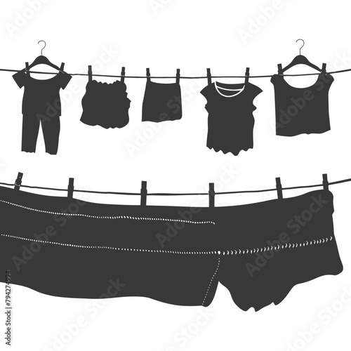 Silhouette clothesline for hanging clothes black color only