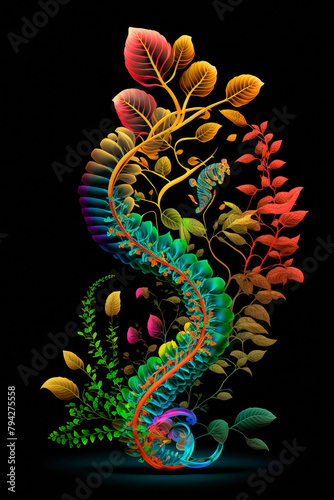 Plant gene from herbs and leaves. Generative AI, © Erik
