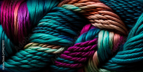 yarn for knitting multi-colored threads a lot. Generative AI, © Erik