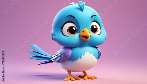 cute little blue cartoon bird