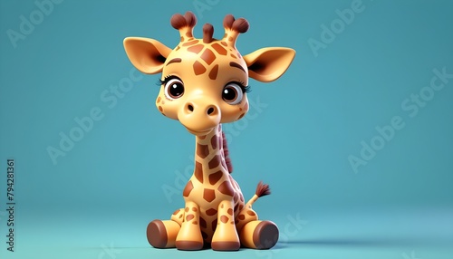 Cute cartoon baby giraffe