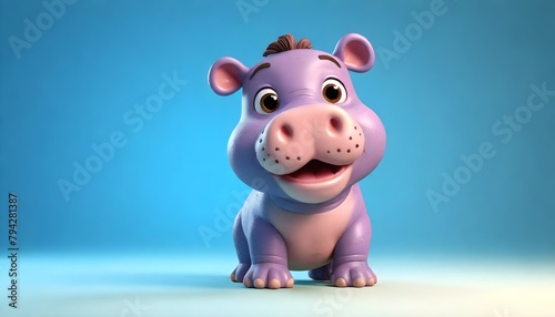 Cute cartoon baby hippo