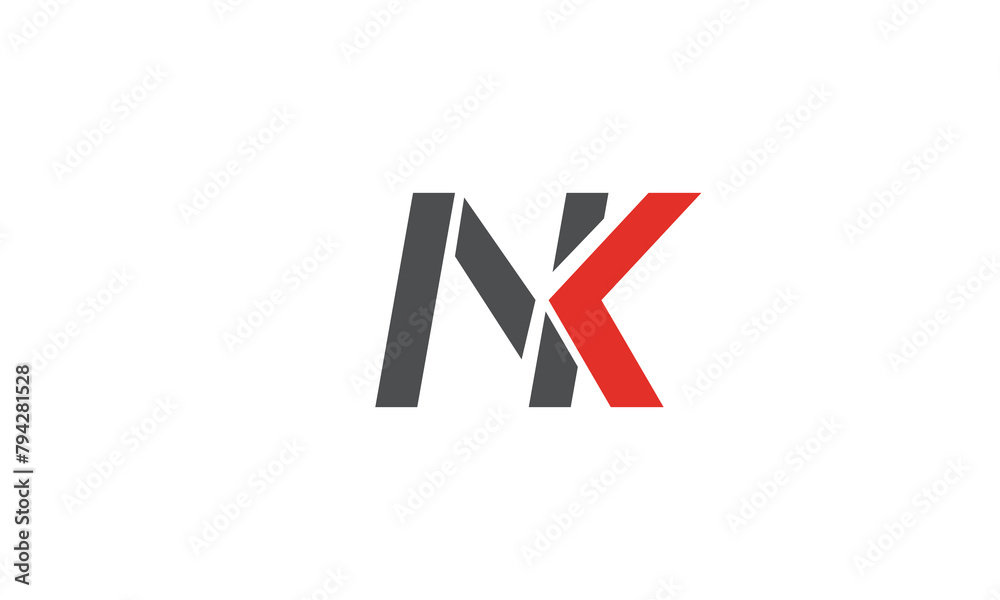 Alphabet letters Initials Monogram logo NK, KN, N and K Alphabet letters Initials Monogram logo NK, KN, N and K