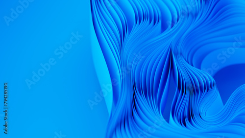 Blue layers of cloth or paper warping. Abstract fabric twist. 3d render illustration © garrykillian